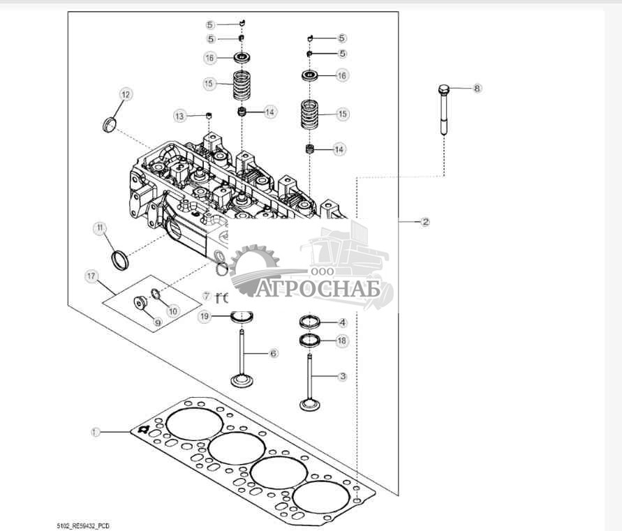 5102 Головка блока цилиндров с клапанами 